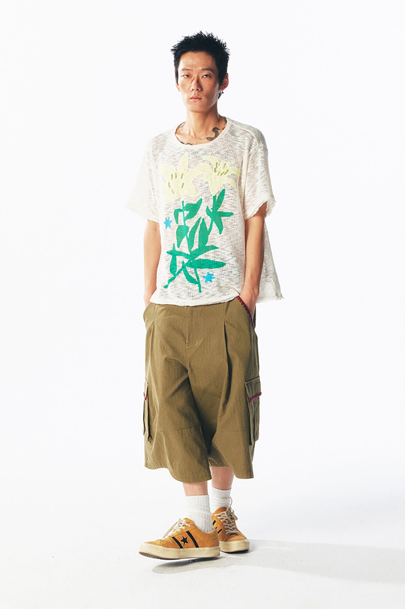 Sheer Lily Graphic Distressed Tee