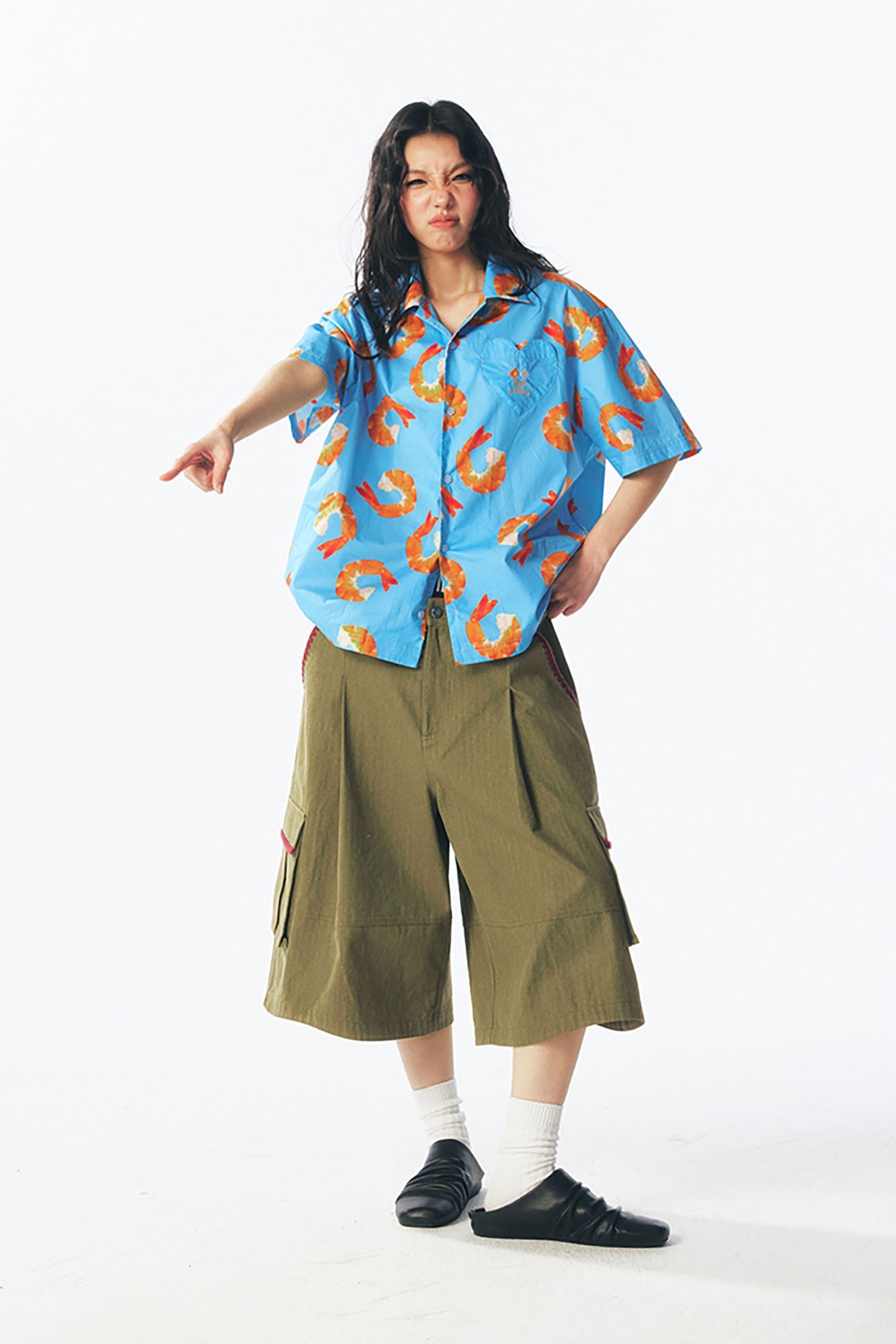 Shrimp Full Print Half Shirt