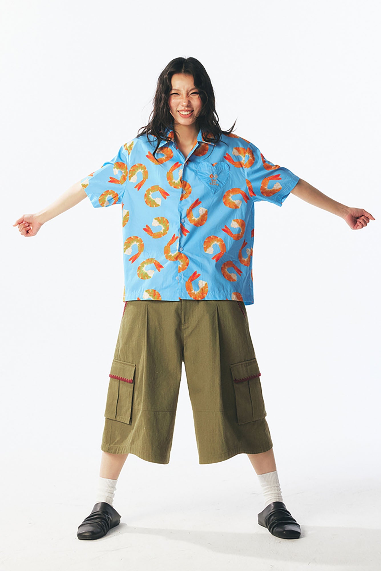 Shrimp Full Print Half Shirt