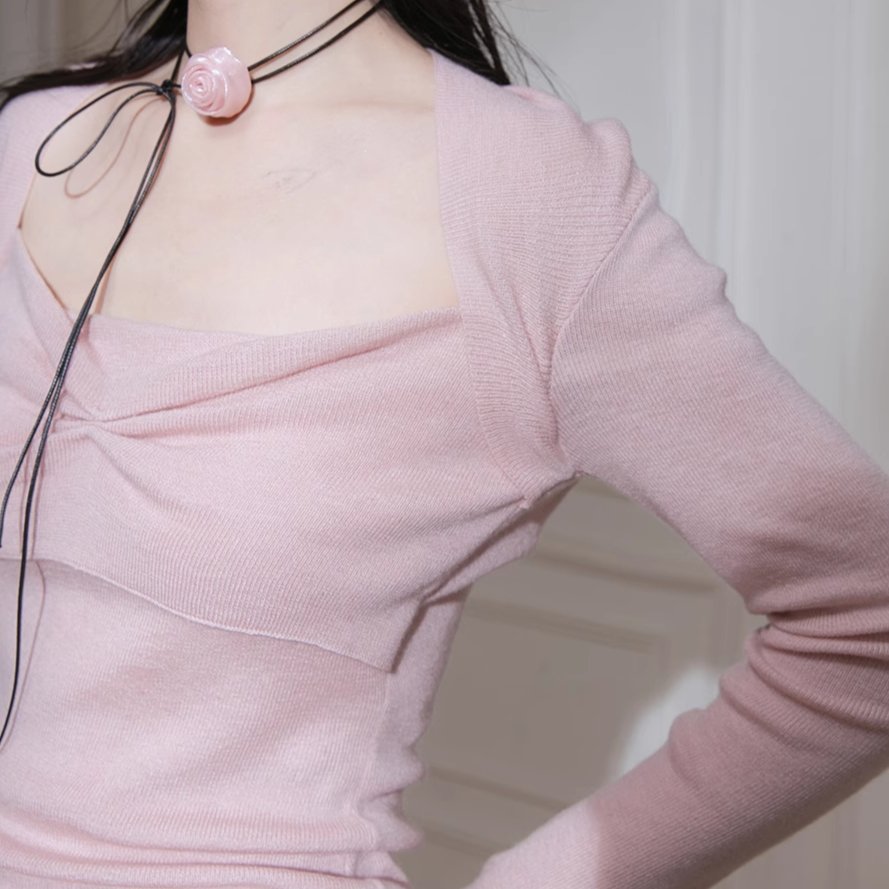 Blush Whisper Twist Knit Shirt