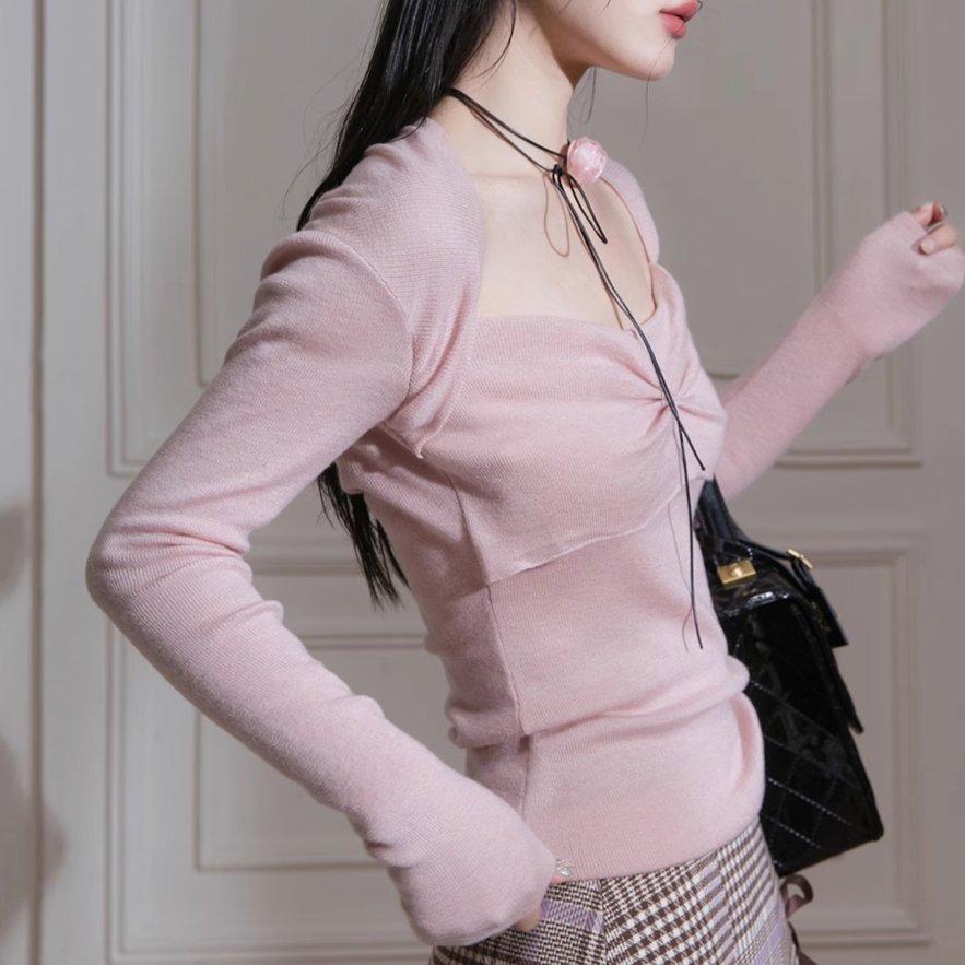 Blush Whisper Twist Knit Shirt