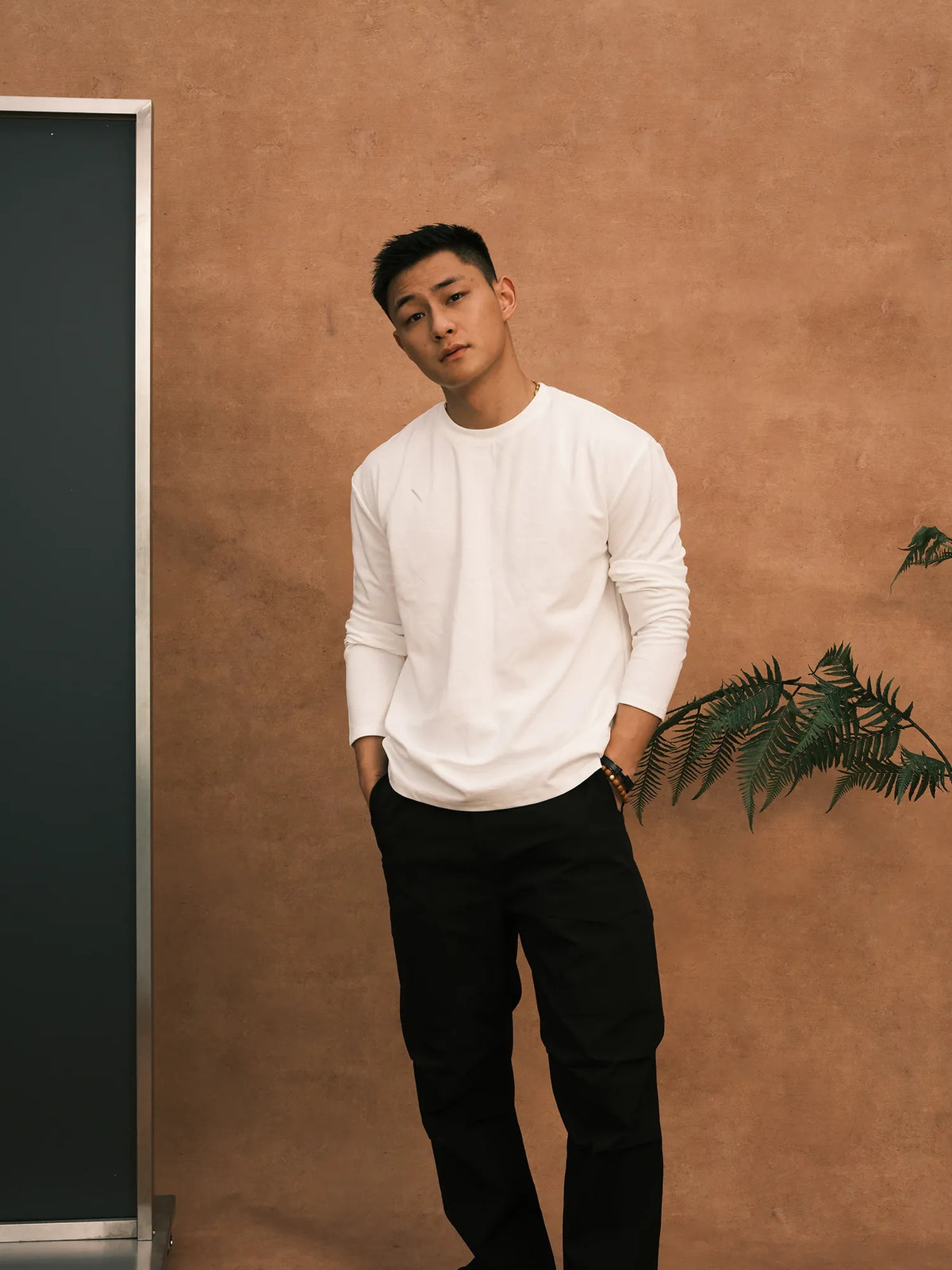 Heavy Cotton-Blend Long-Sleeve Crewneck product view 1