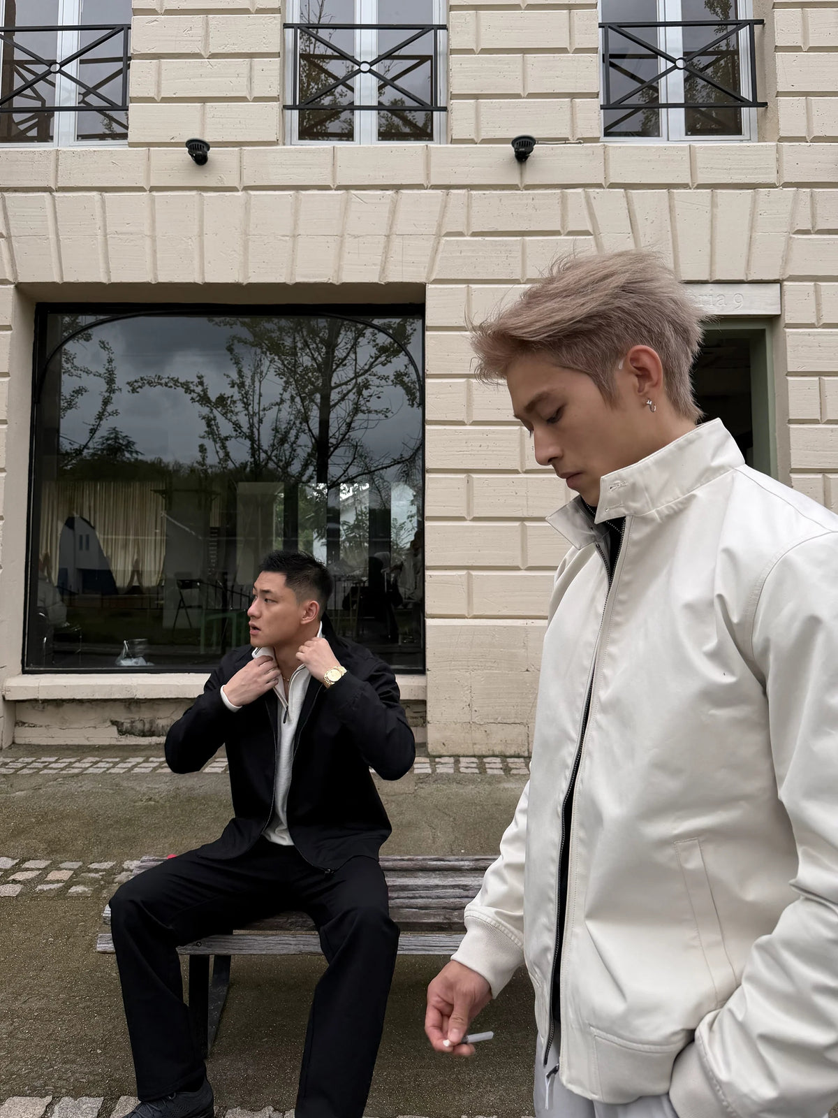 Button-Tab Stand-Collar Zip Jacket product view 1