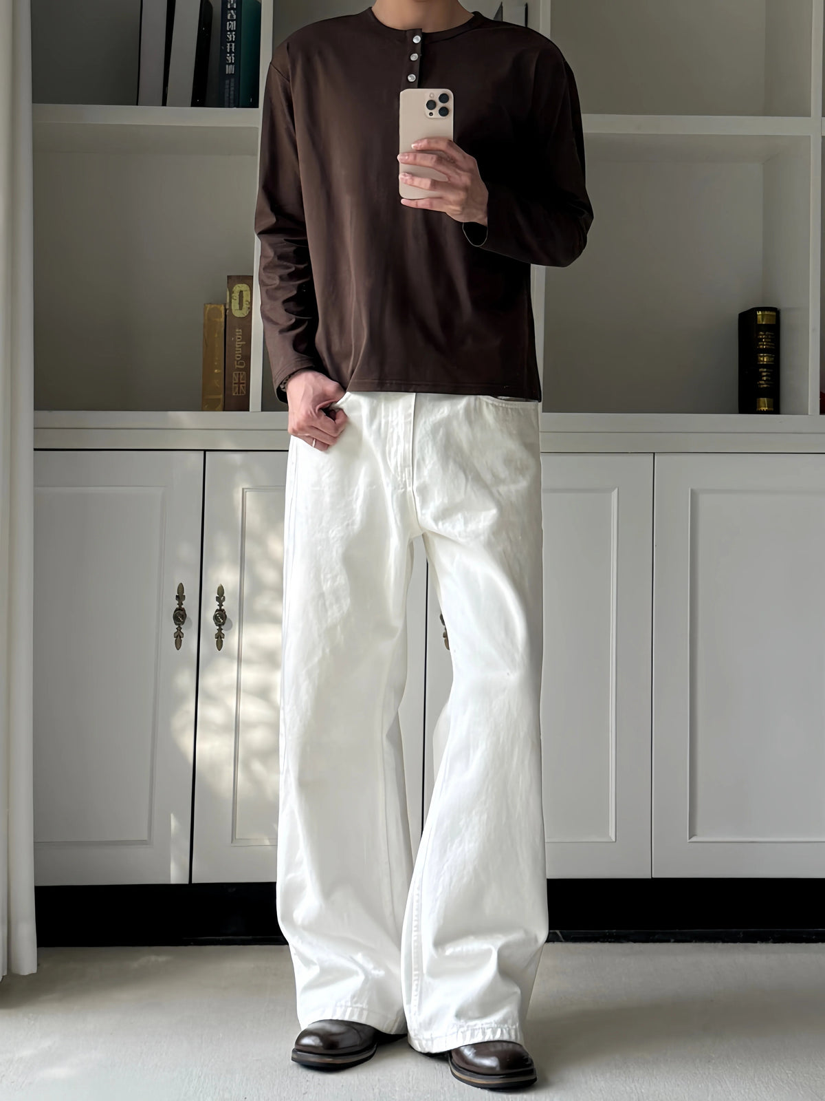 Relaxed Long-Sleeve Henley Tee product view 7