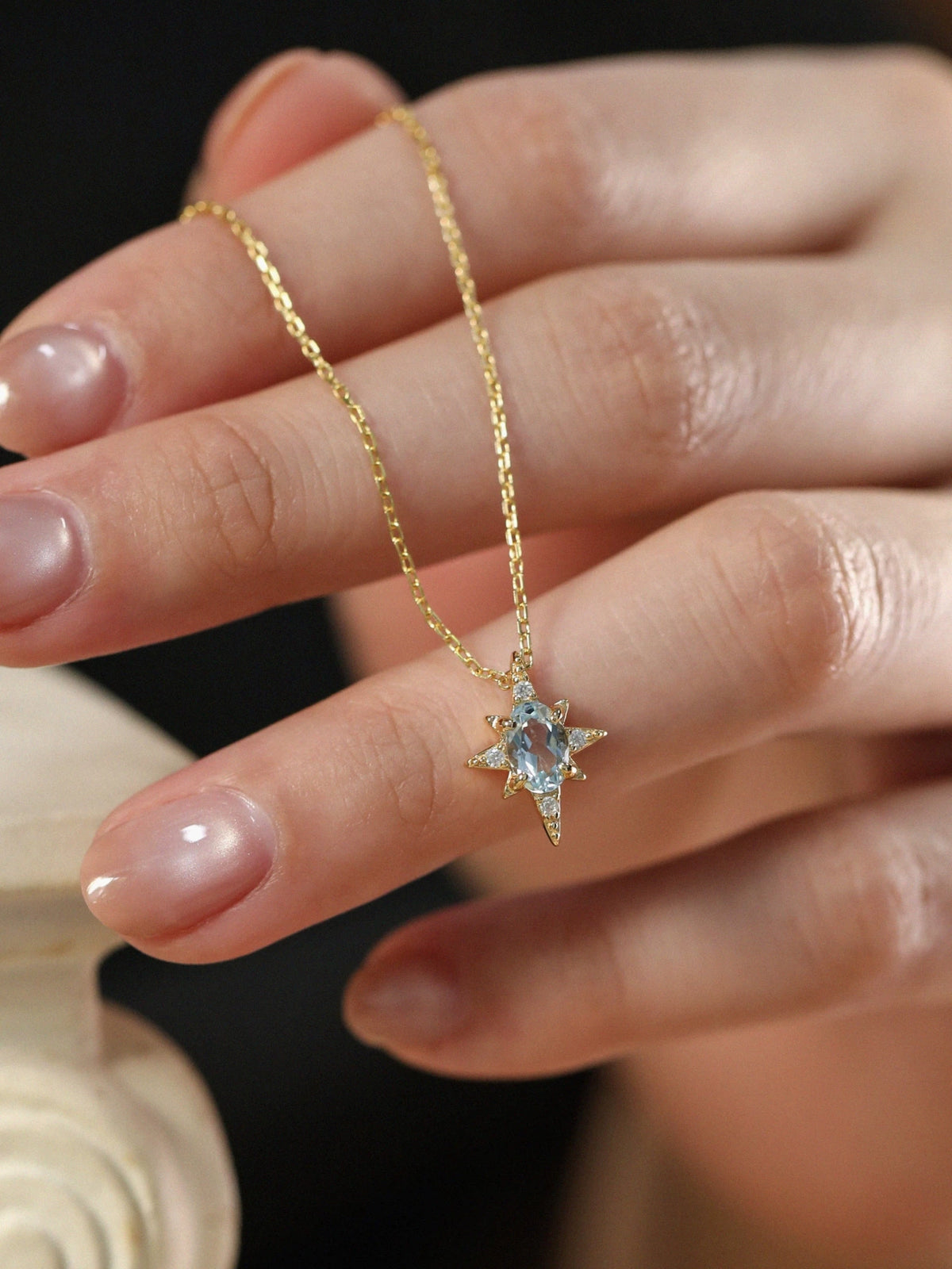 Blue Topaz Star Pendant Necklace product view 4