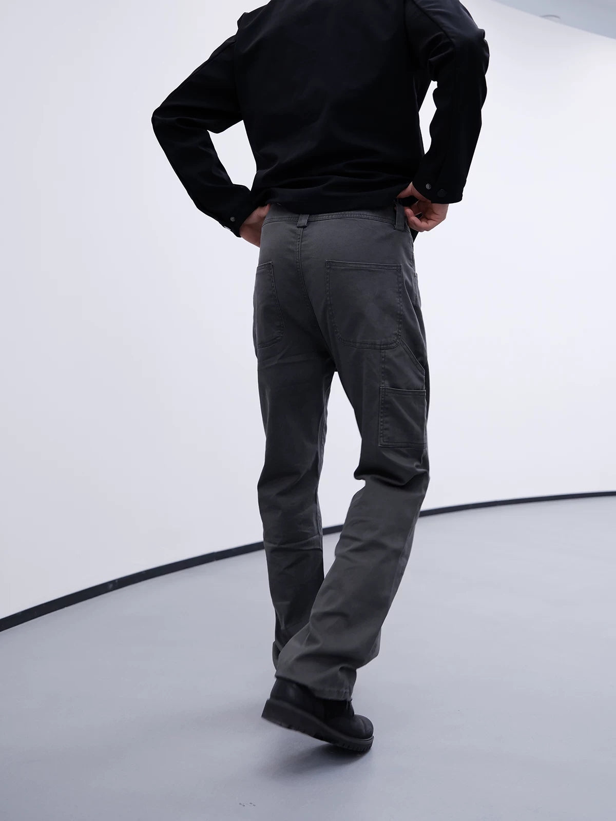 Straight-Leg Stretch Cotton Work Trousers product view 3
