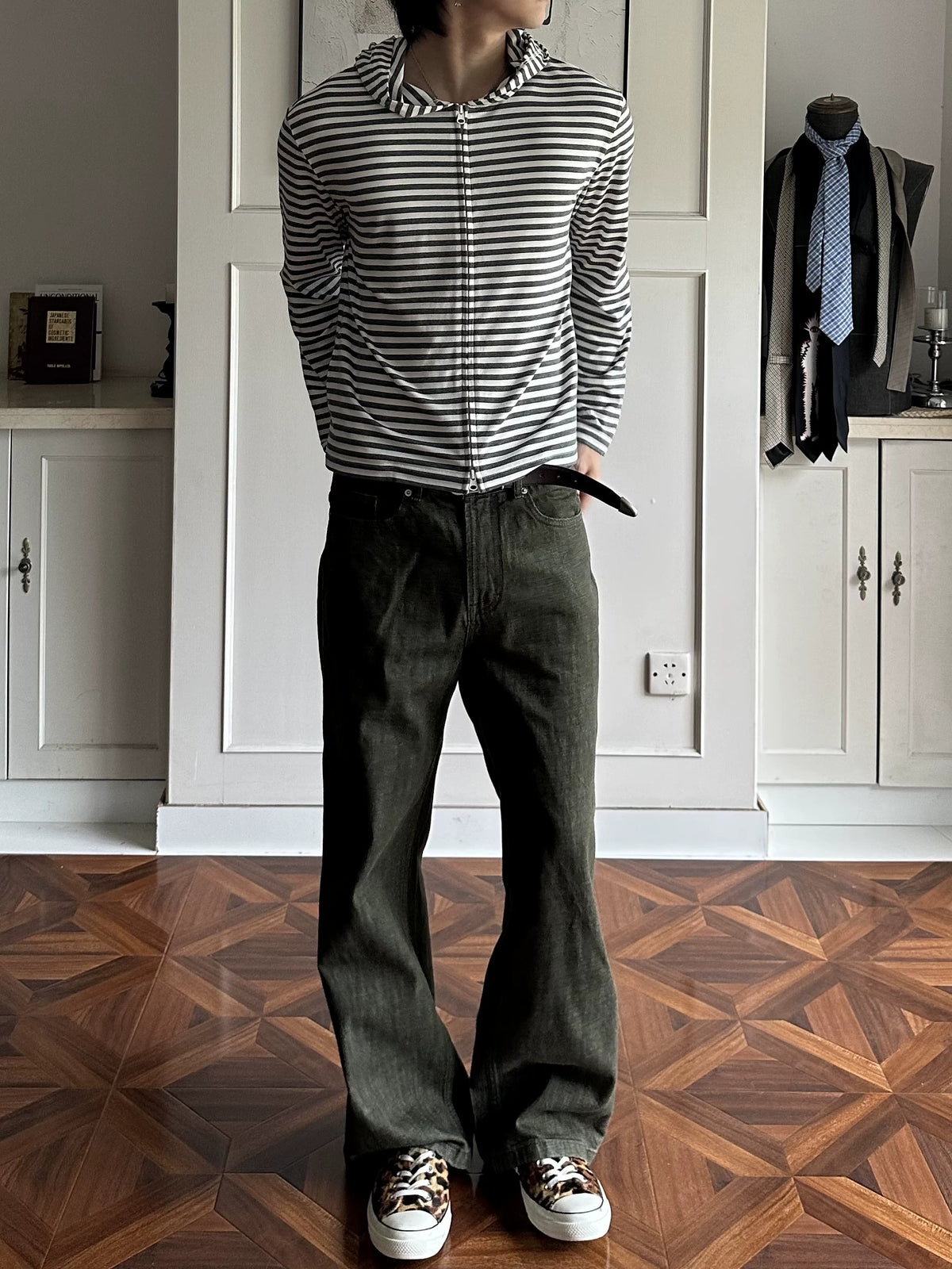 Lightweight Striped Lyocell Zip Hoodie product view 4