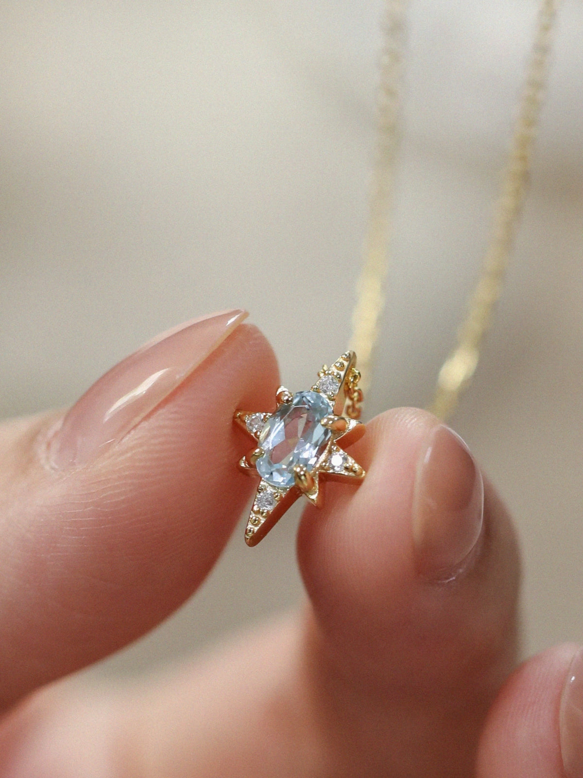 Blue Topaz Star Pendant Necklace product view 5