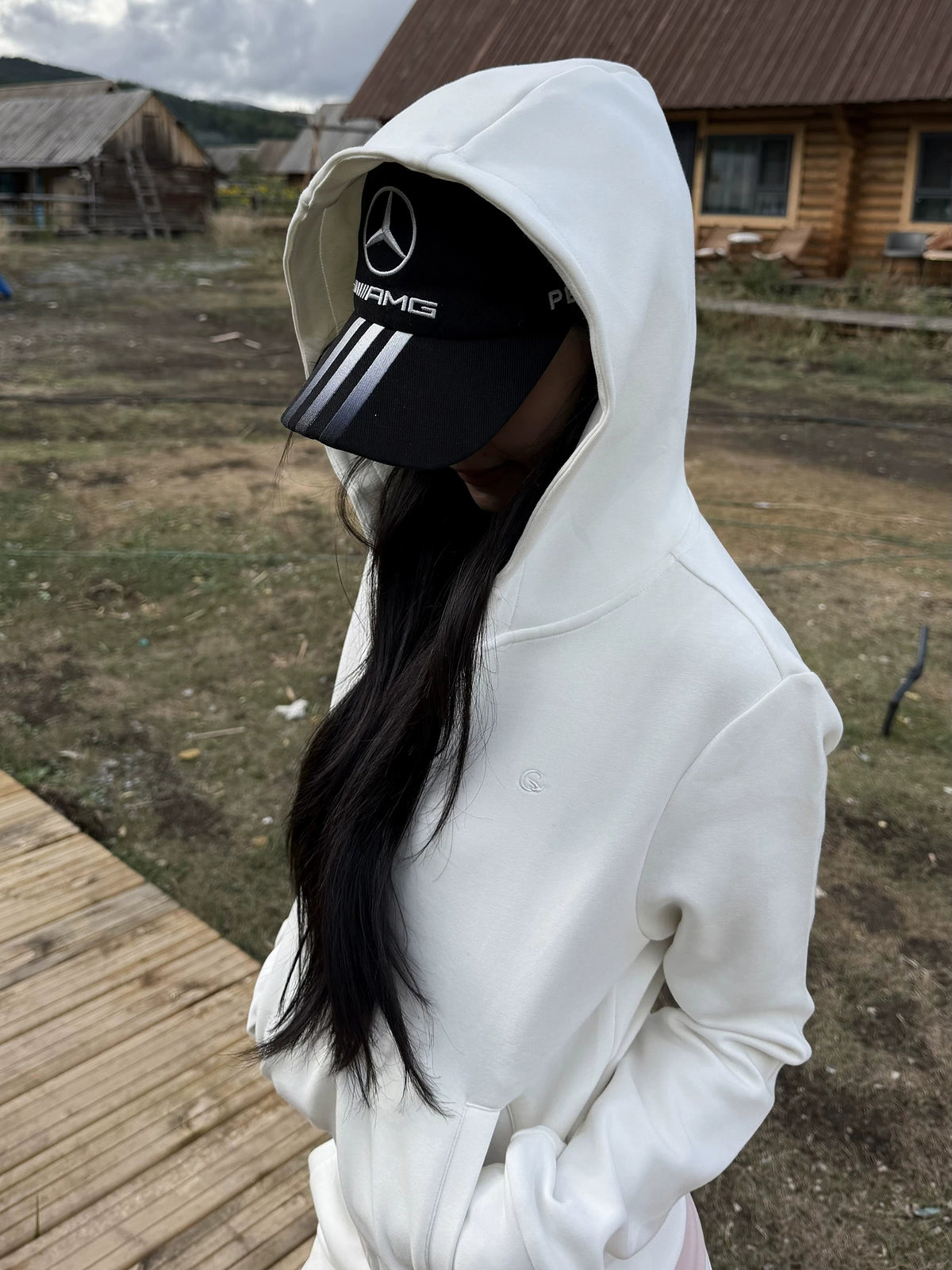 Cropped Embroidered Zip Hoodie product view 4