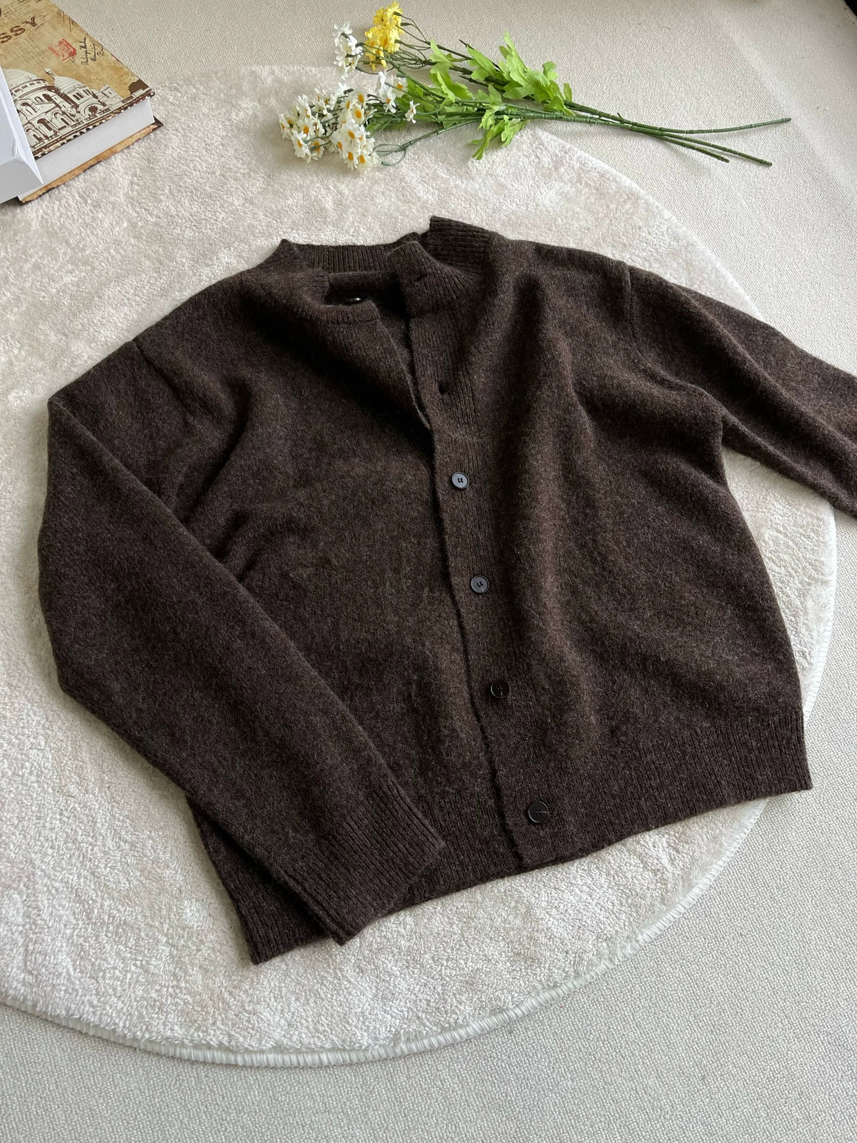 Wool-Blend Stand-Collar Cardigan product view 1
