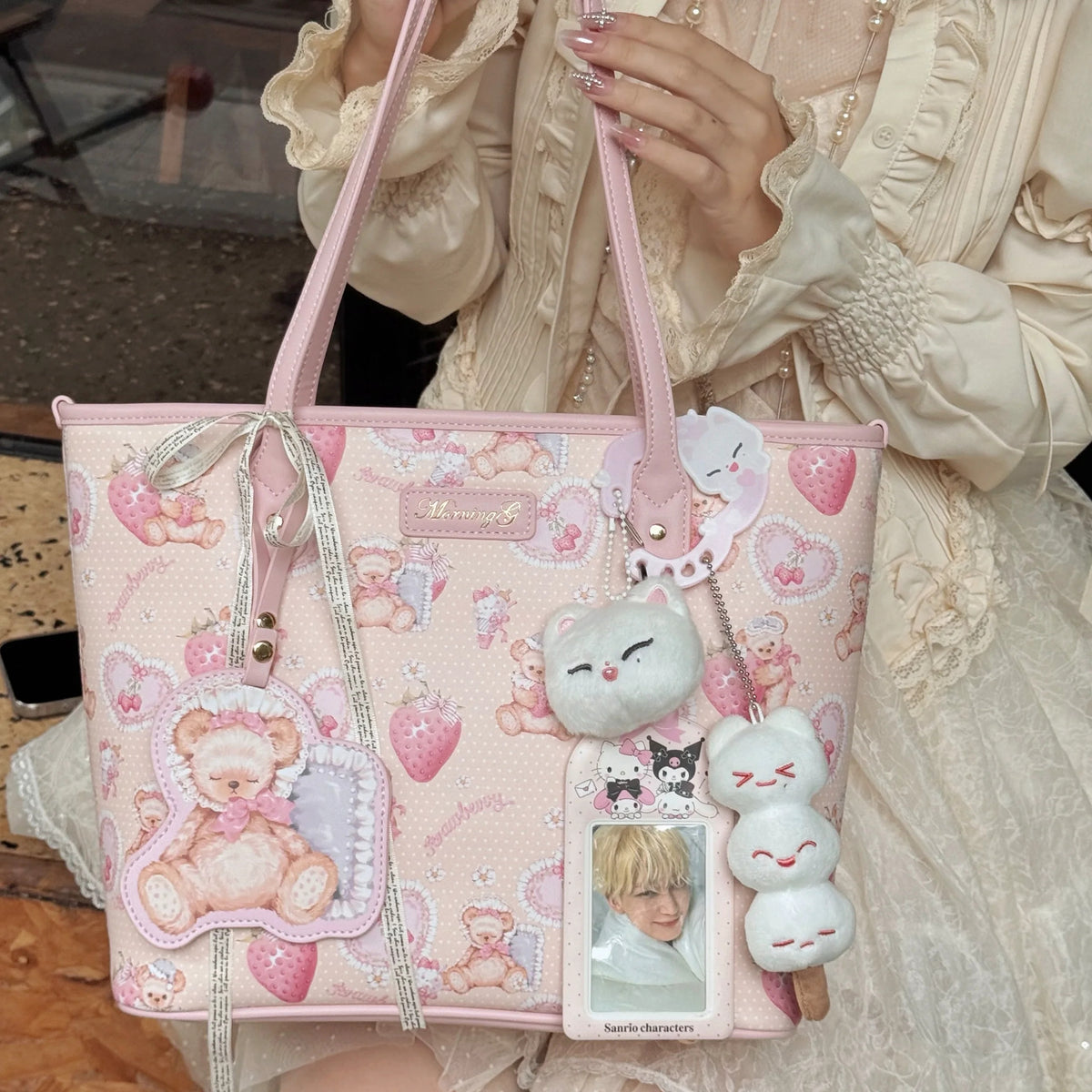 Strawberry Bear Printed Tote product view 6