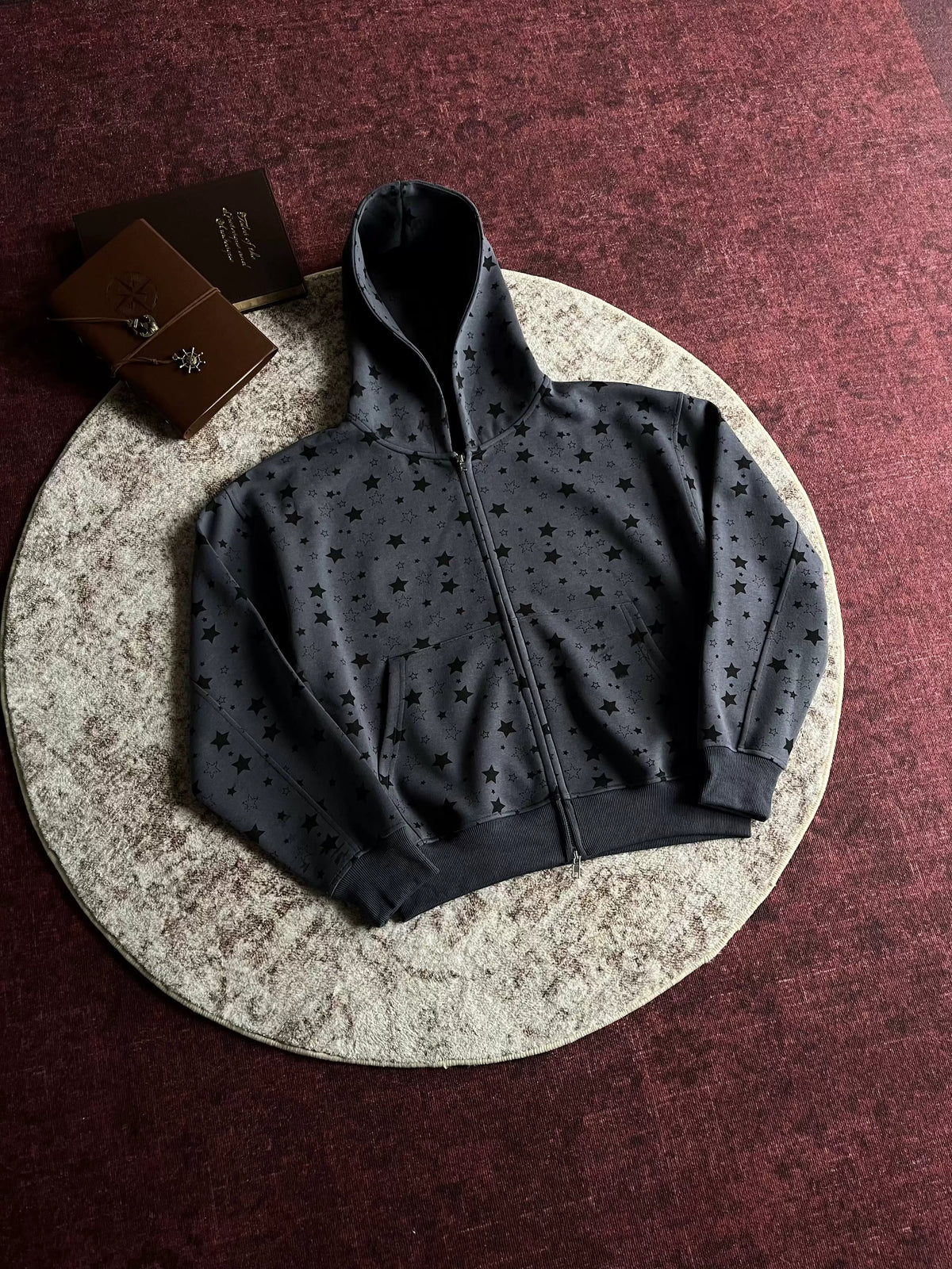 Allover-Star Boxy Zip Hoodie product view 3