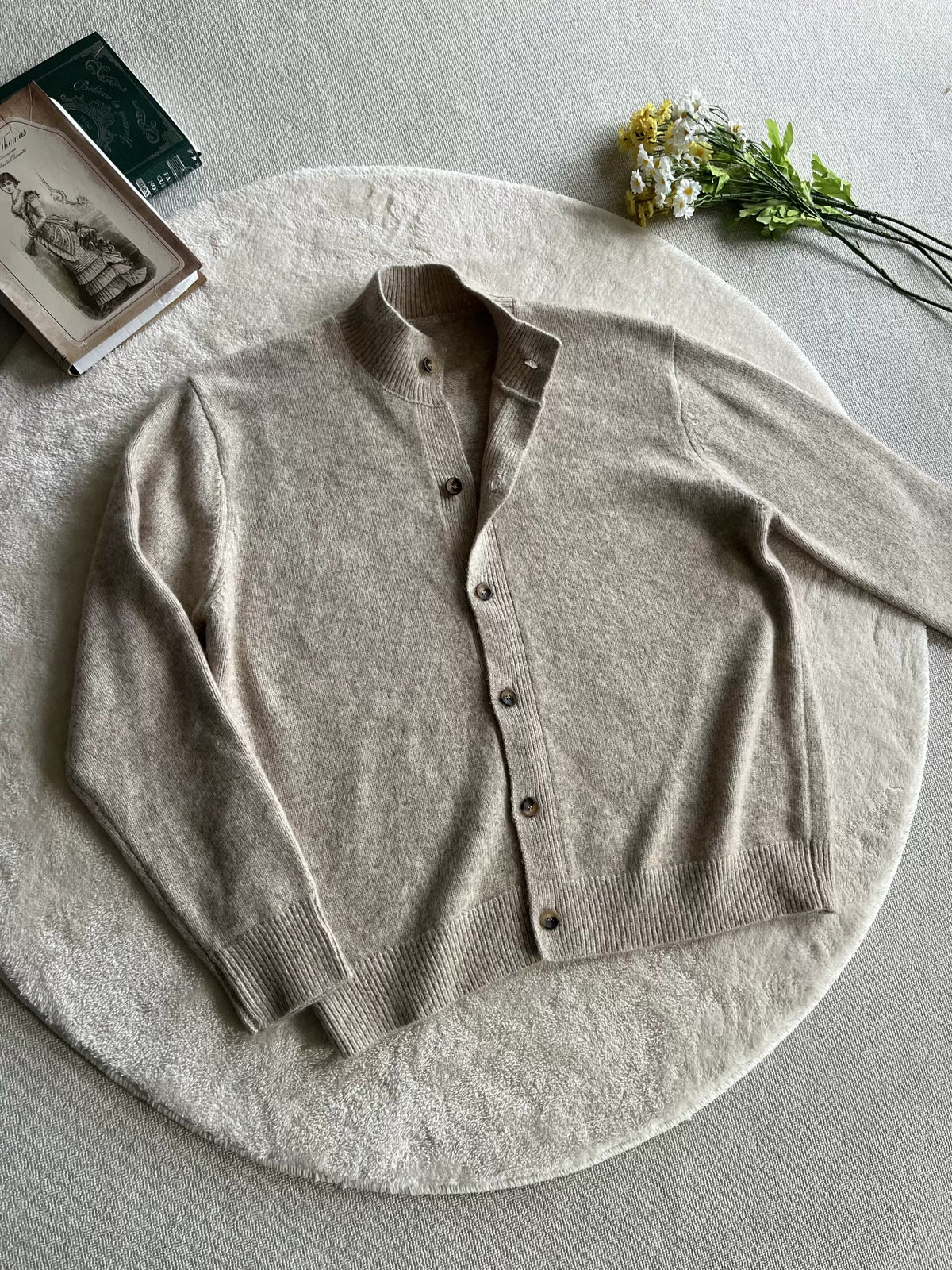Wool-Blend Stand-Collar Cardigan product view 4