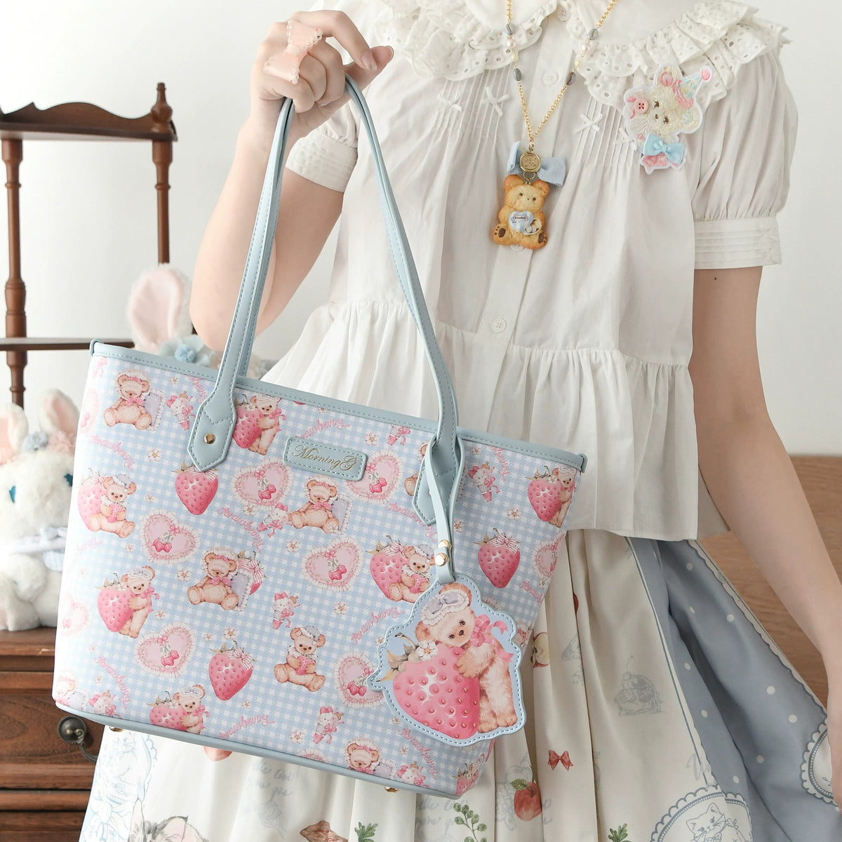 Strawberry Bear Printed Tote product view 5