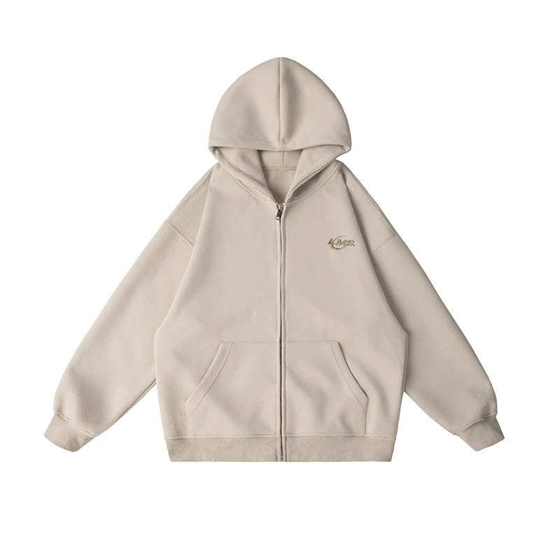 Minimal Chest-Emblem Zip Hoodie product view 7
