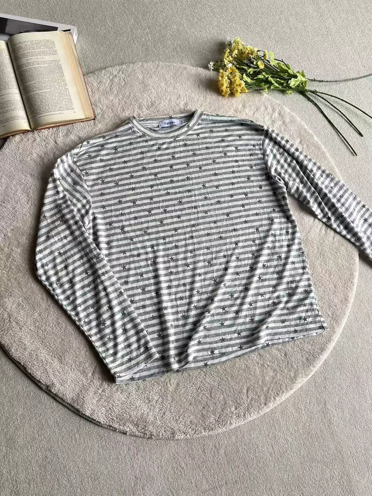 Striped Star-Detail Lyocell Long-Sleeve Tee product view 3