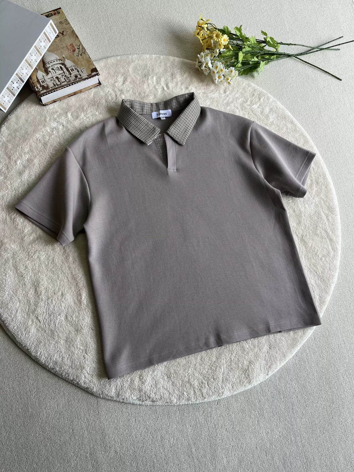 Houndstooth-Collar Short-Sleeve Polo product view 8