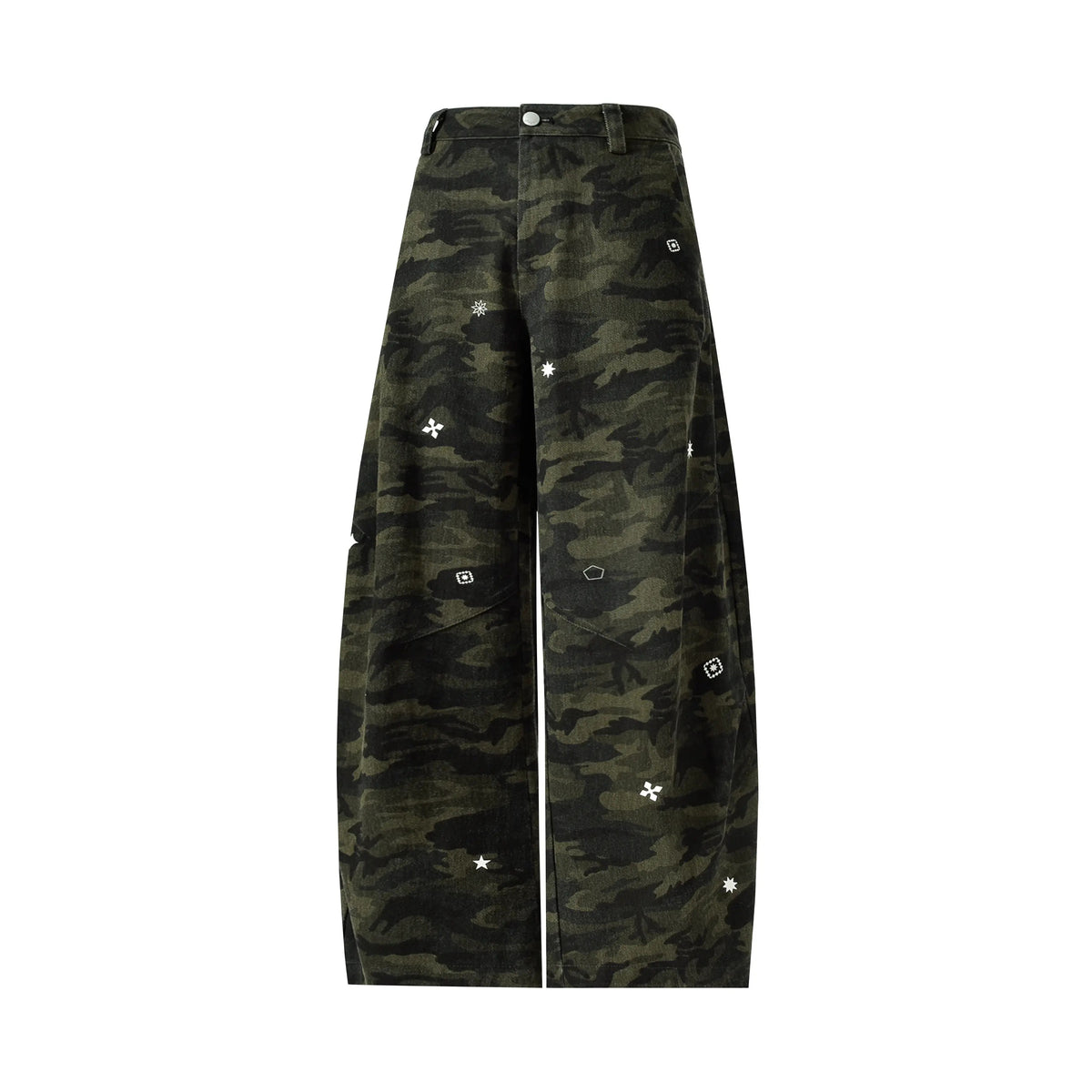 Embroidered-Star Camouflage Wide-Leg Pants product view 1