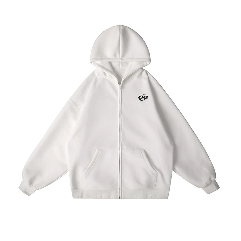 Minimal Chest-Emblem Zip Hoodie product view 5