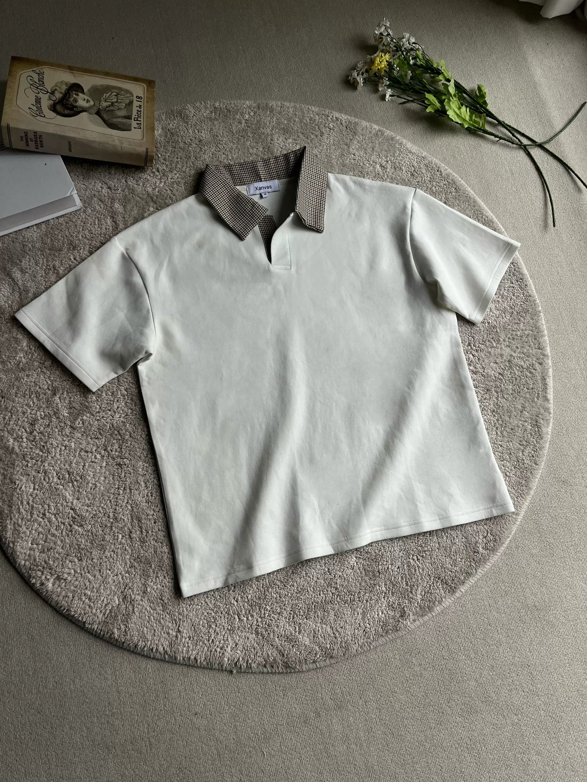 Houndstooth-Collar Short-Sleeve Polo product view 2