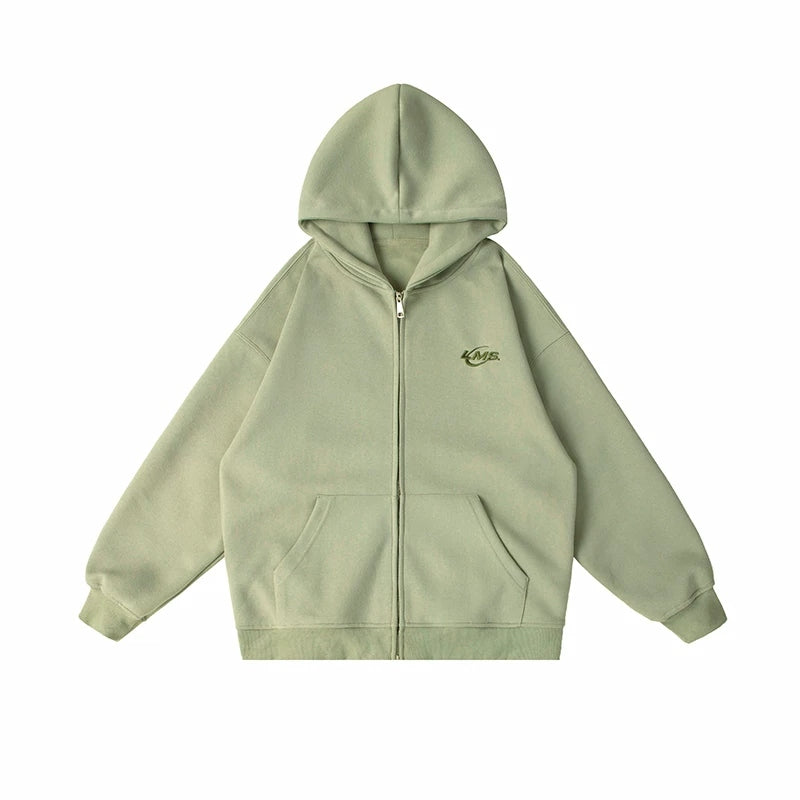 Minimal Chest-Emblem Zip Hoodie product view 6