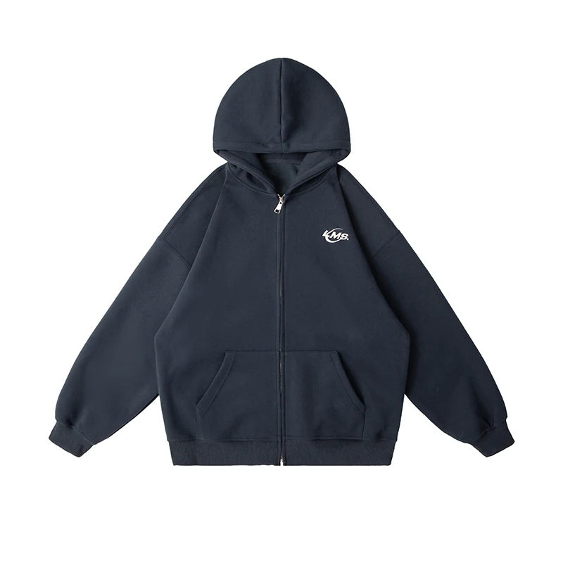 Minimal Chest-Emblem Zip Hoodie product view 1