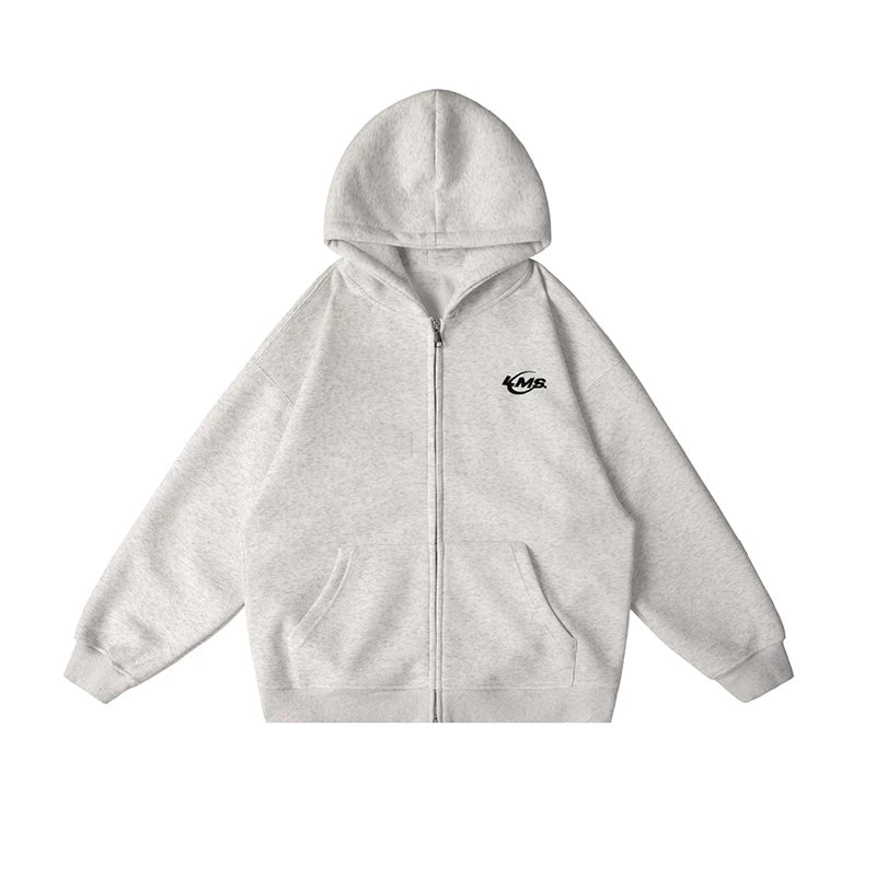 Minimal Chest-Emblem Zip Hoodie product view 3