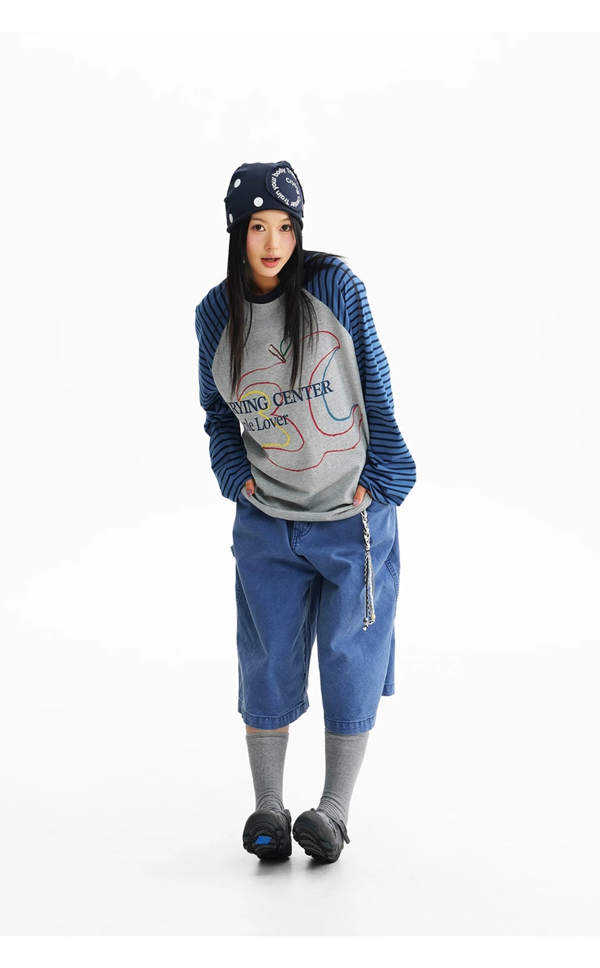 Apple Graphic Striped Raglan Tee product view 4