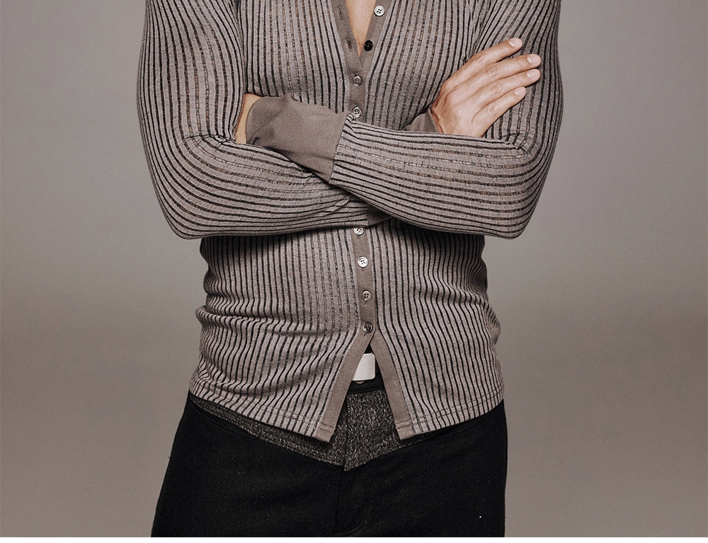 Sheer Ribbed Button-Front Shirt product view 4