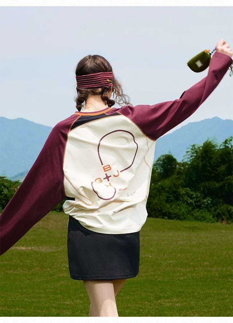 Colorblock Back-Graphic Raglan Top product view 5