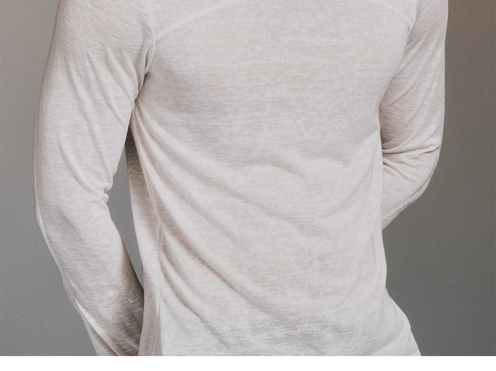 Sheer Panel Long-Sleeve Henley product view 5
