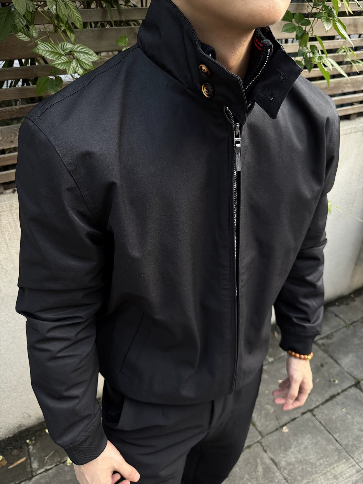 Button-Tab Stand-Collar Zip Jacket product view 3