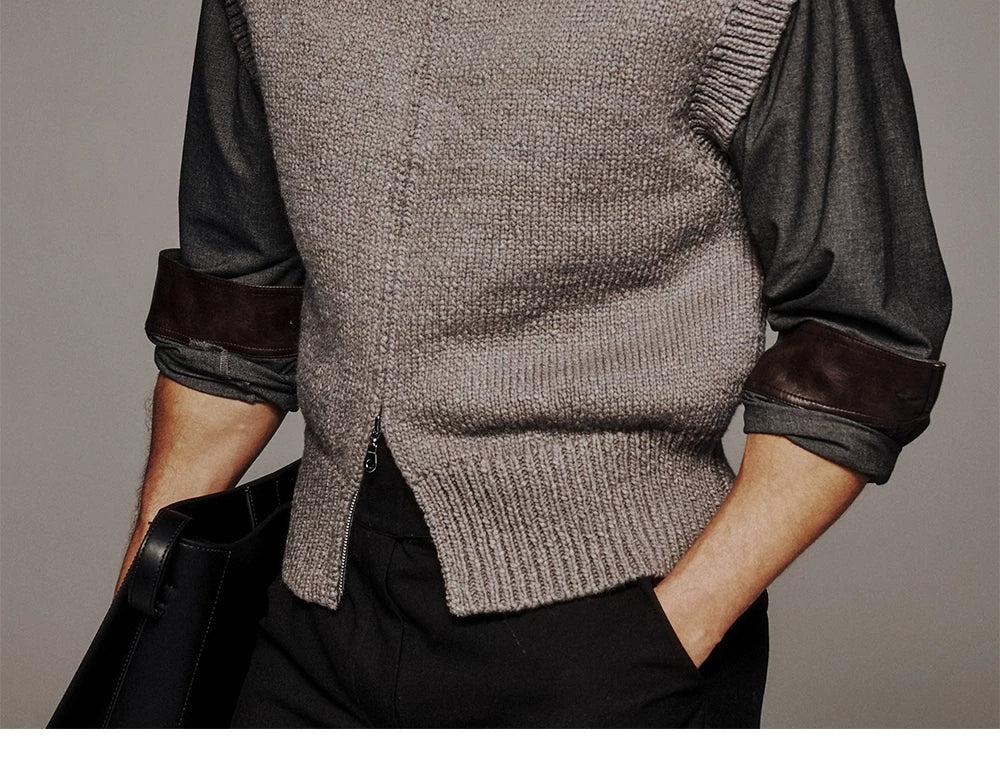 High-Collar Cotton-Blend Zip Vest product view 5
