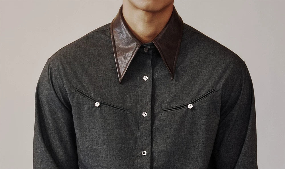 Detachable Contrast-Collar Relaxed Shirt product view 5