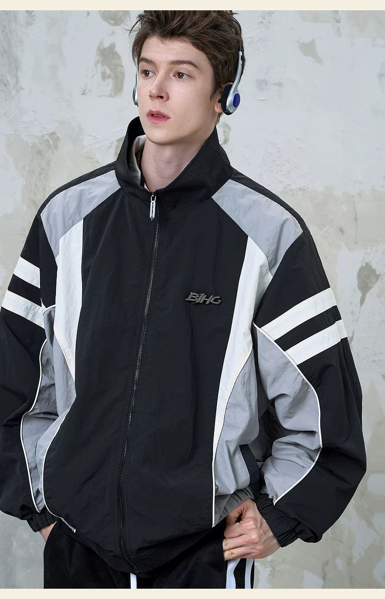 Contrast-Panel Stand-Collar Track Jacket product view 3