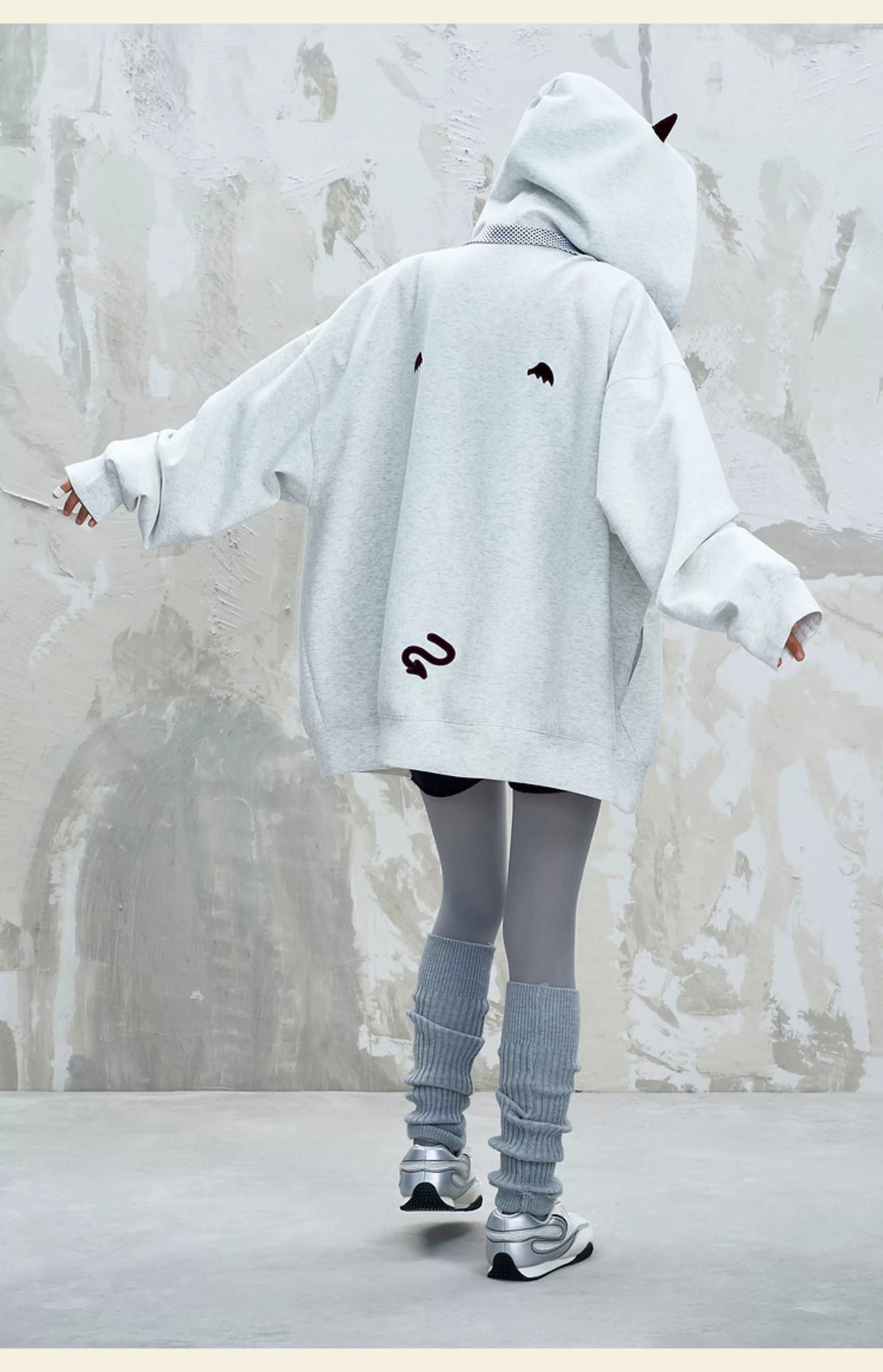 Horned Contrast-Lined Zip Hoodie product view 3