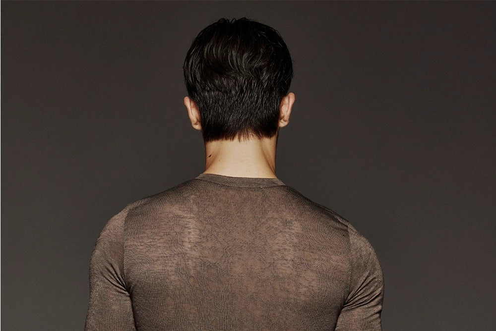 Sheer Panel Long-Sleeve Henley product view 7