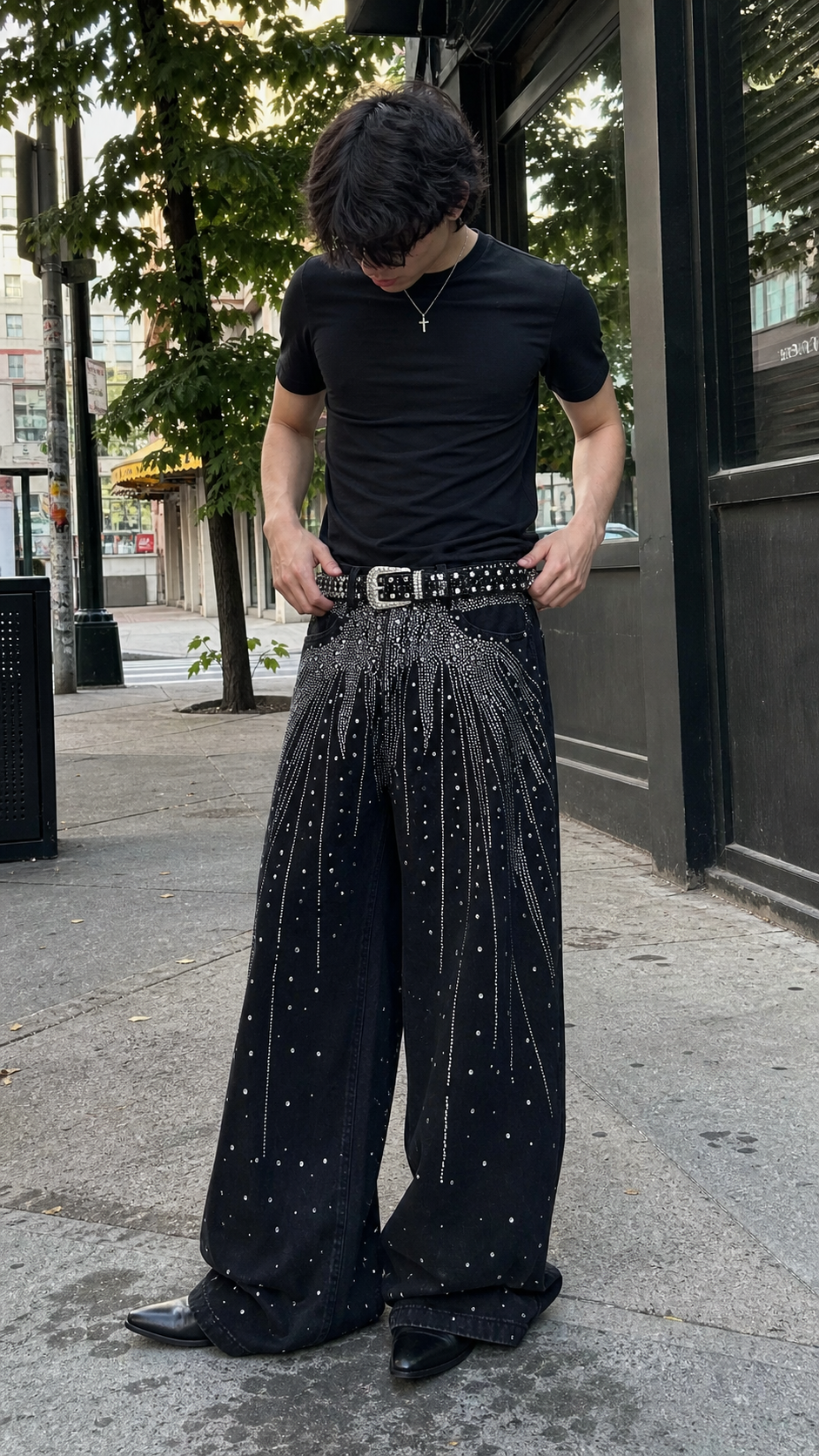 Starlit Cascade Rhinestone Wide-Leg Jeans UGC showcase 1