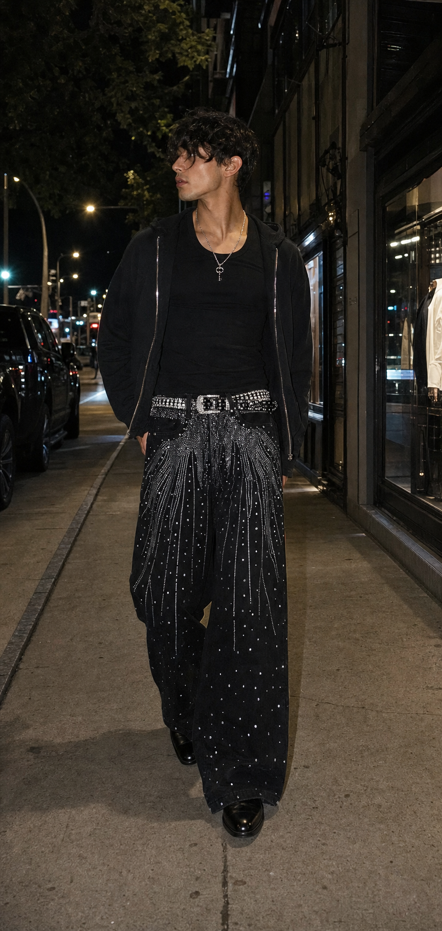 Starlit Cascade Rhinestone Wide-Leg Jeans UGC showcase 5