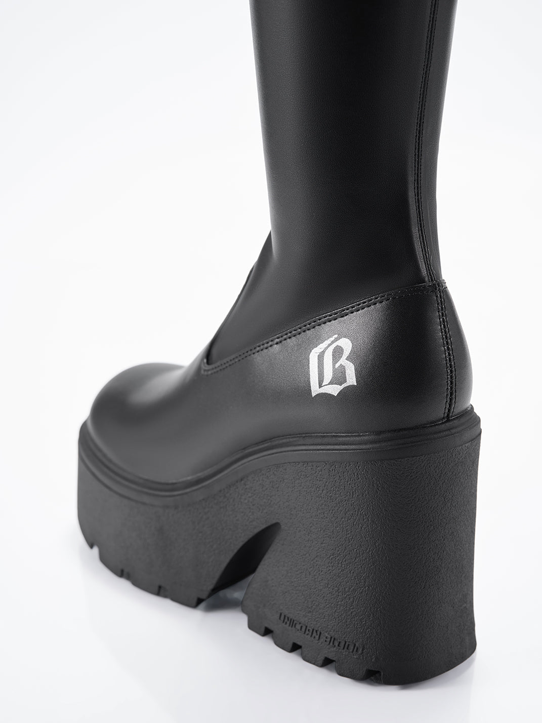Stretch Platform Knee-High Boots - View 10