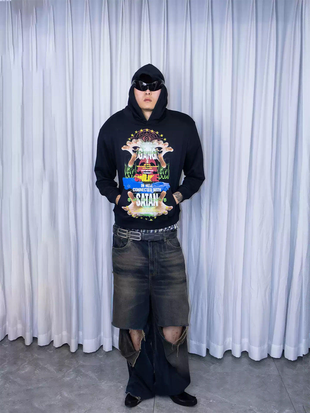 Surreal Collage Boxy Cotton Hoodie — product view 4