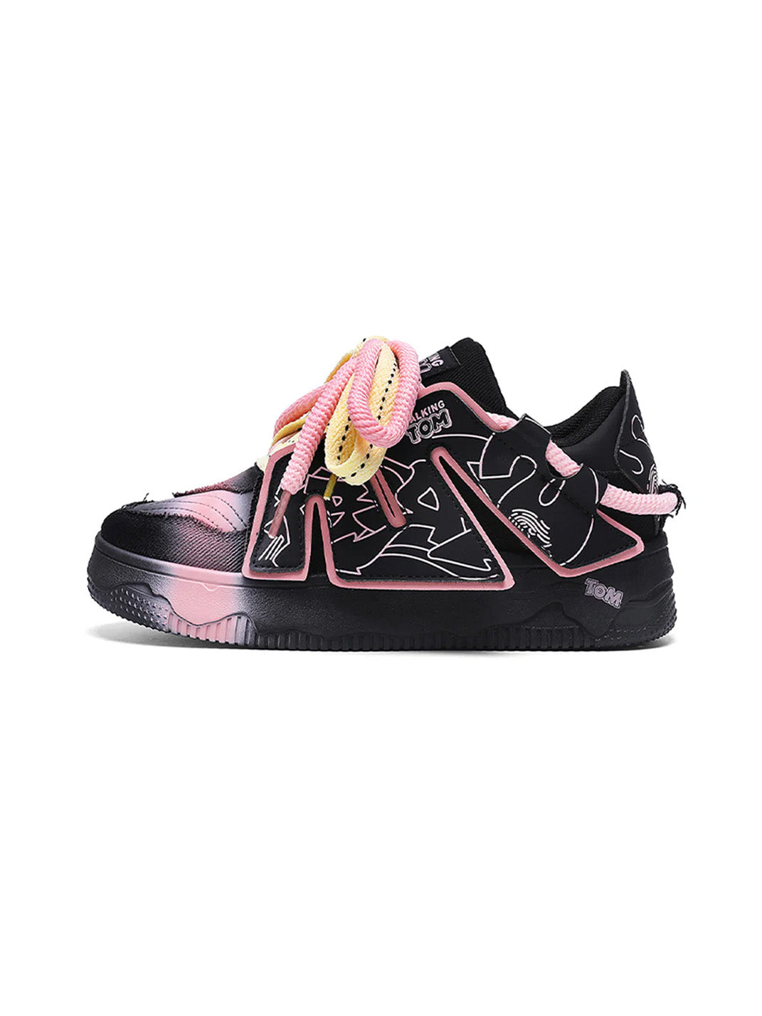 Graphic Pink-Trim Chunky Low-Top Sneakers