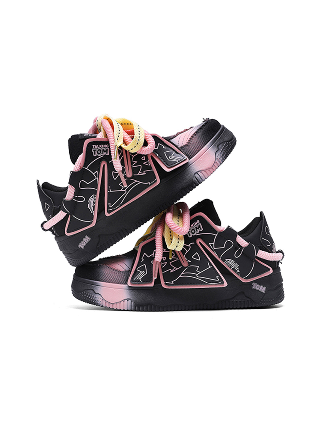 Graphic Pink-Trim Chunky Low-Top Sneakers - View 6