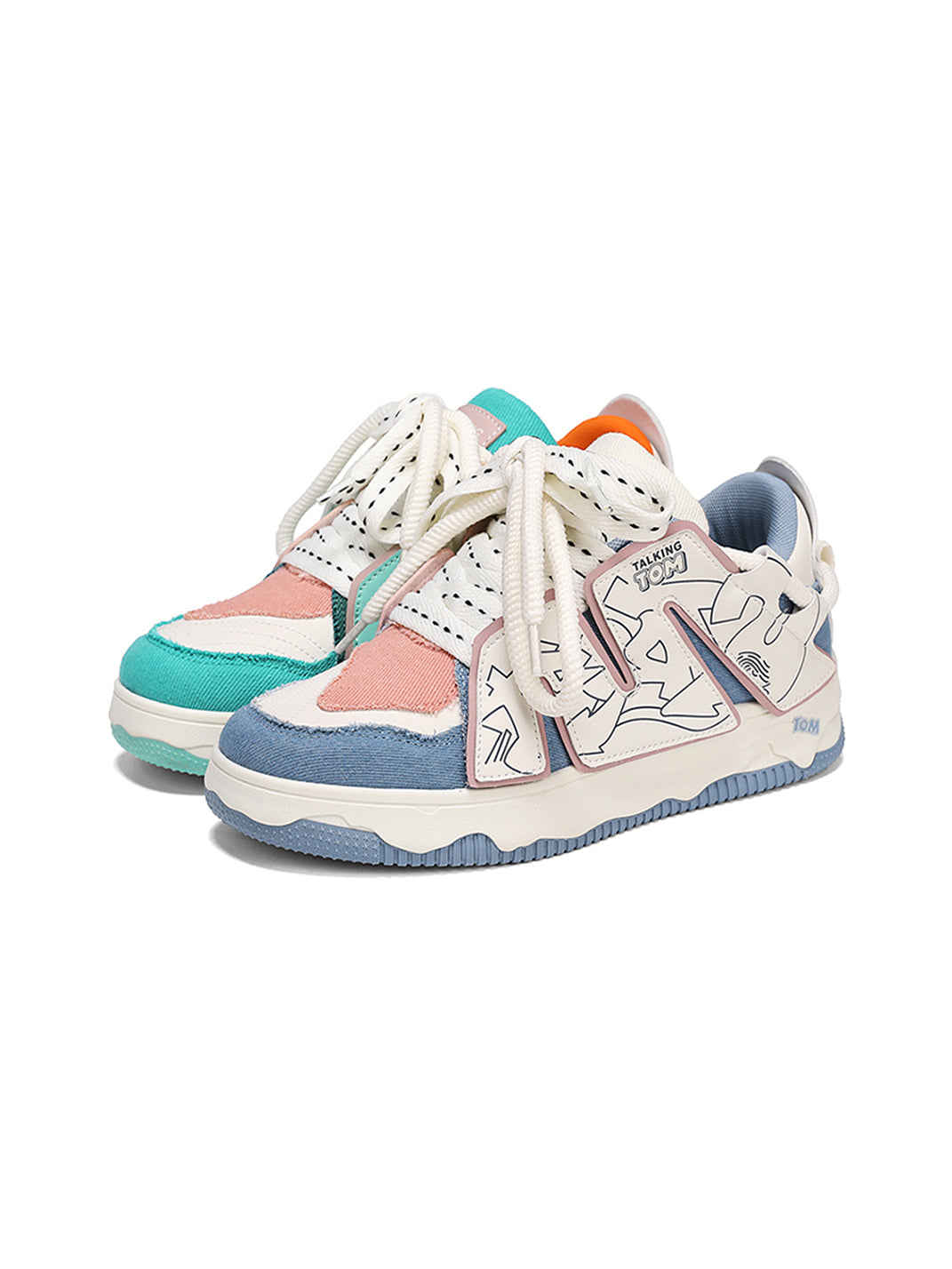 Graphic Pink-Trim Chunky Low-Top Sneakers - View 9