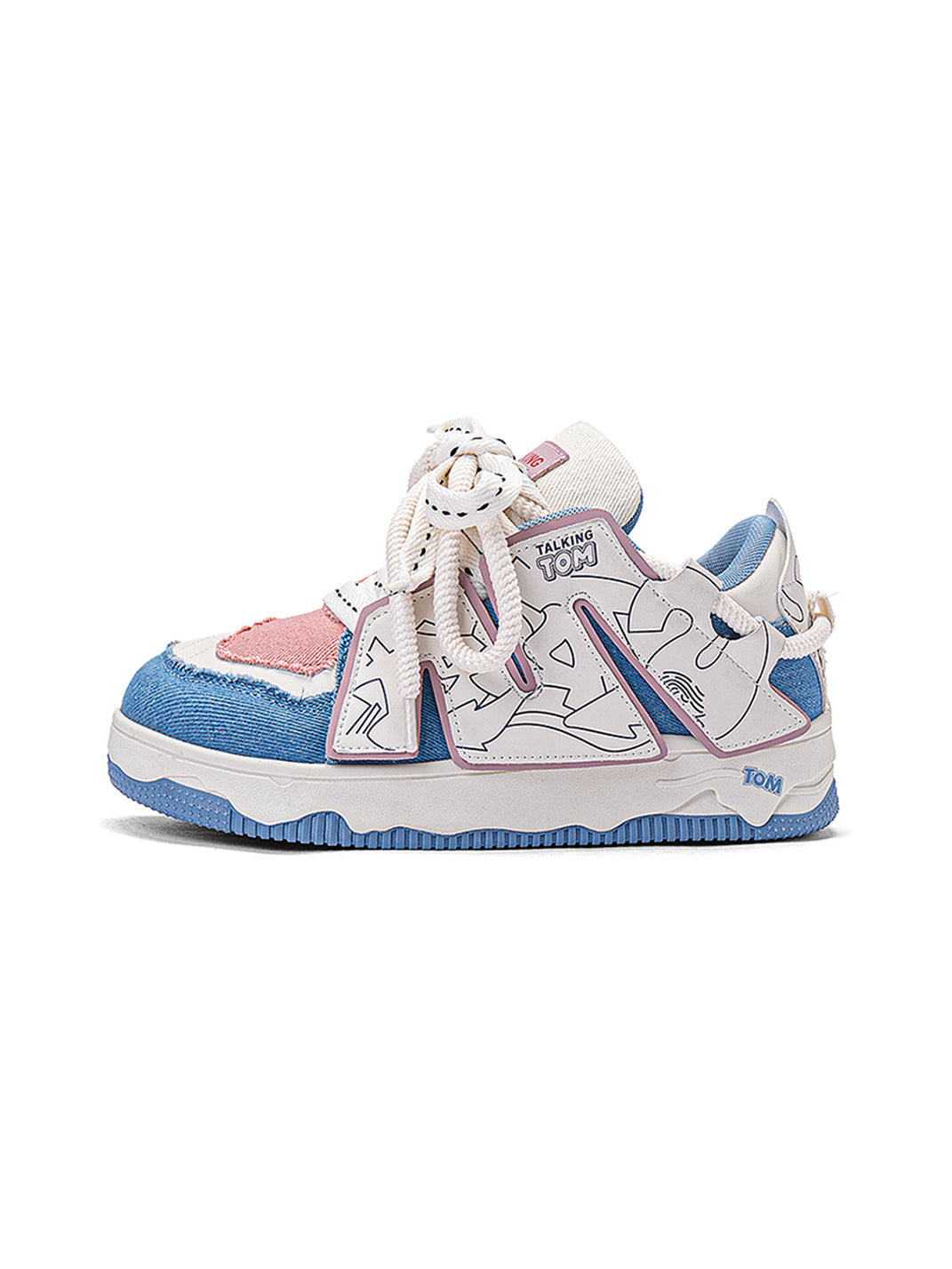 Graphic Pink-Trim Chunky Low-Top Sneakers - View 11