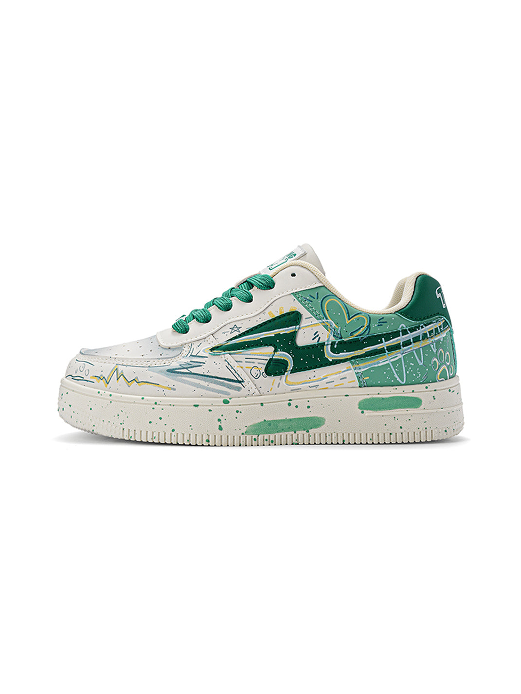 Graffiti Lightning Low-Top Court Sneakers - View 9