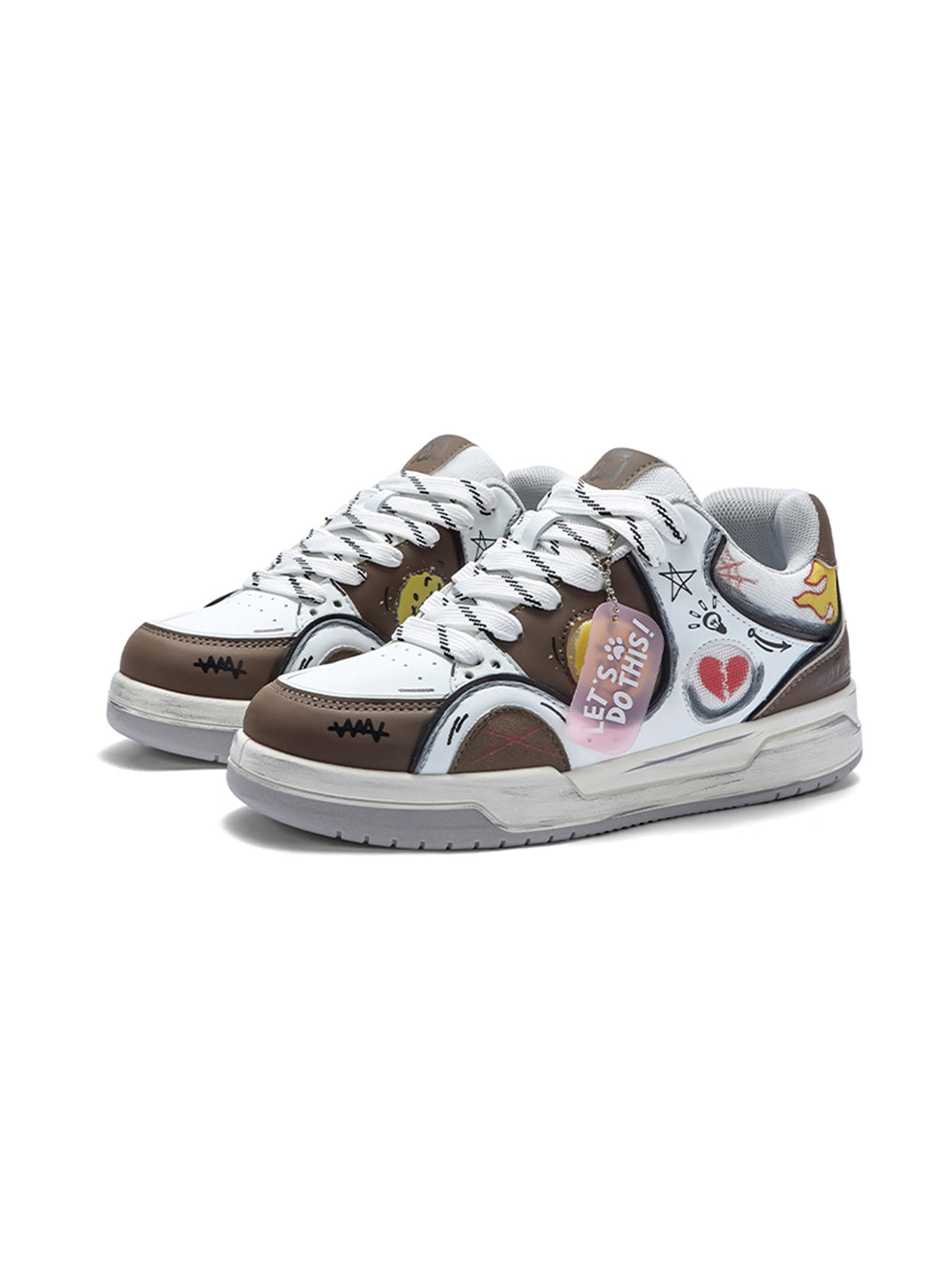 Heart-Graphic Contrast-Panel Low-Top Sneakers - View 6