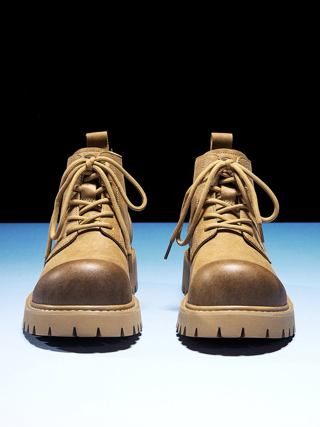 Tan Round-Toe Lug-Sole Work Boots - View 6