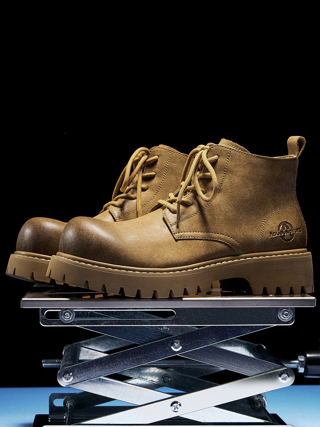 Tan Round-Toe Lug-Sole Work Boots - View 7