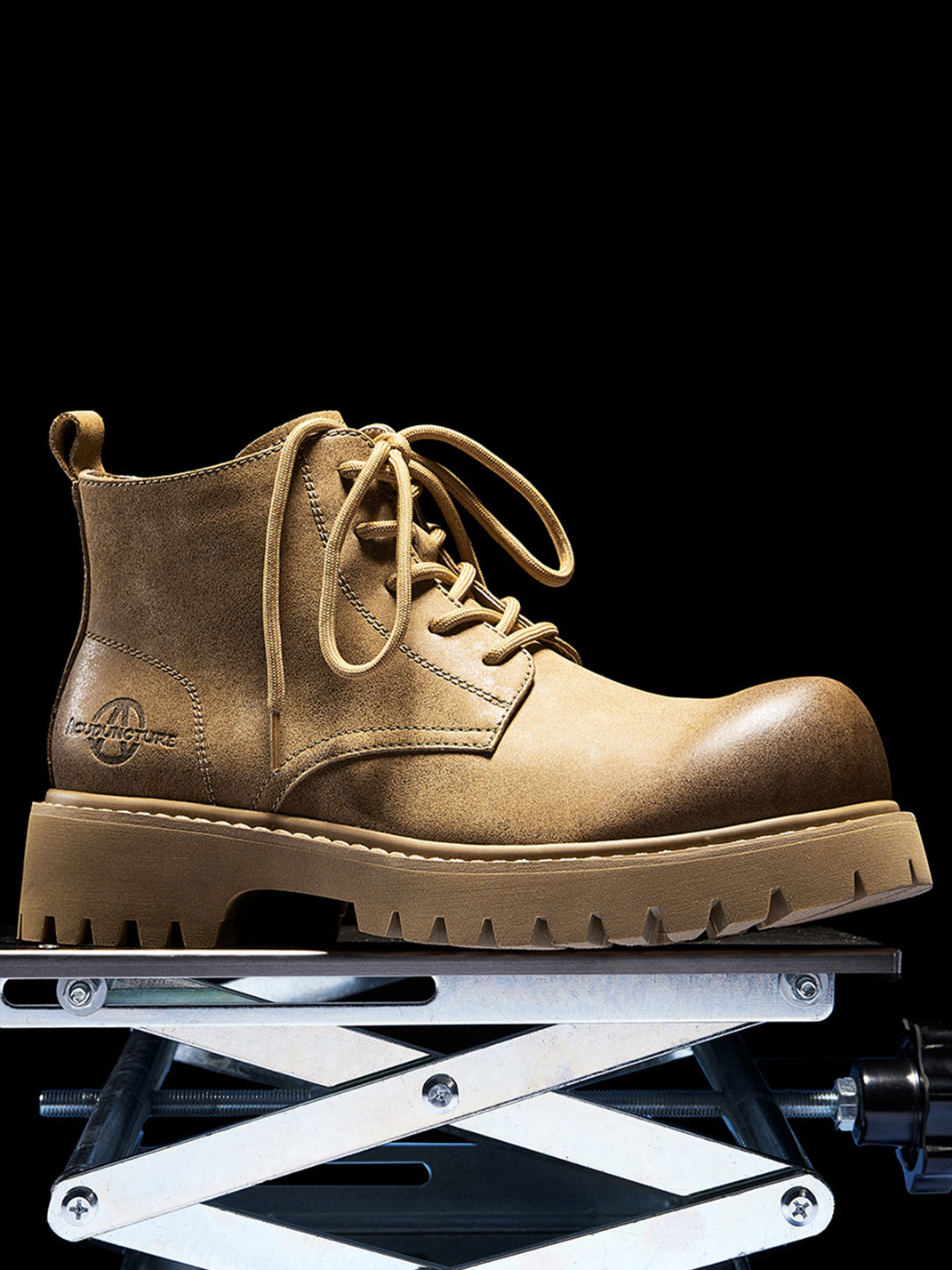 Tan Round-Toe Lug-Sole Work Boots - View 8